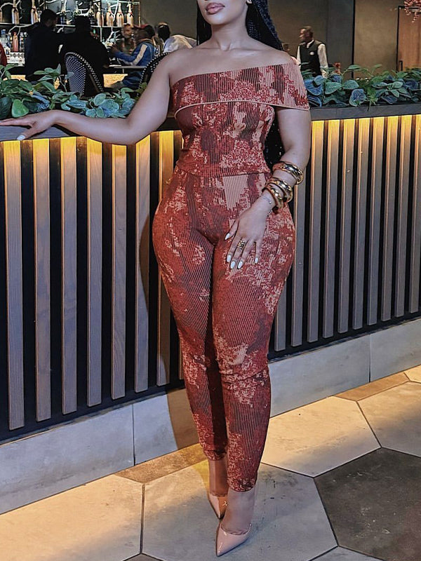Printed One-Shoulder Jumpsuit