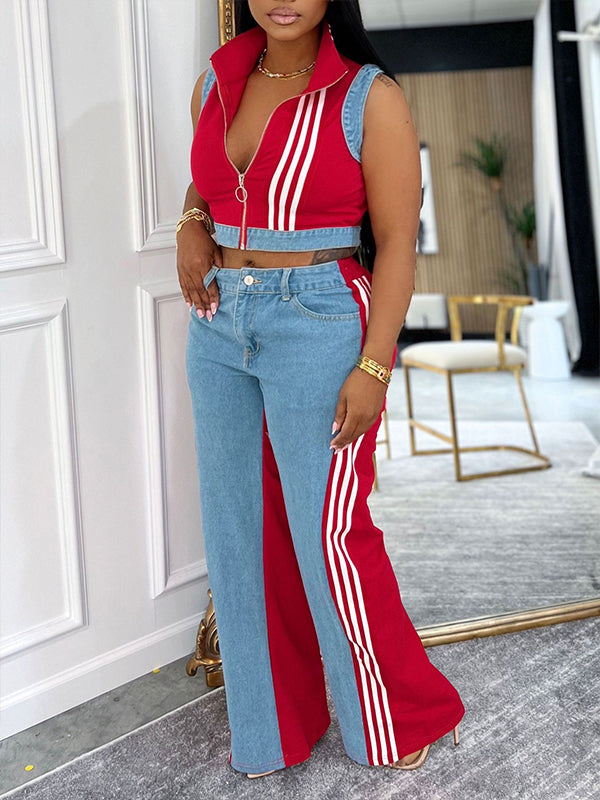 Morchique Stripe Combo Tank Top & Pants Set