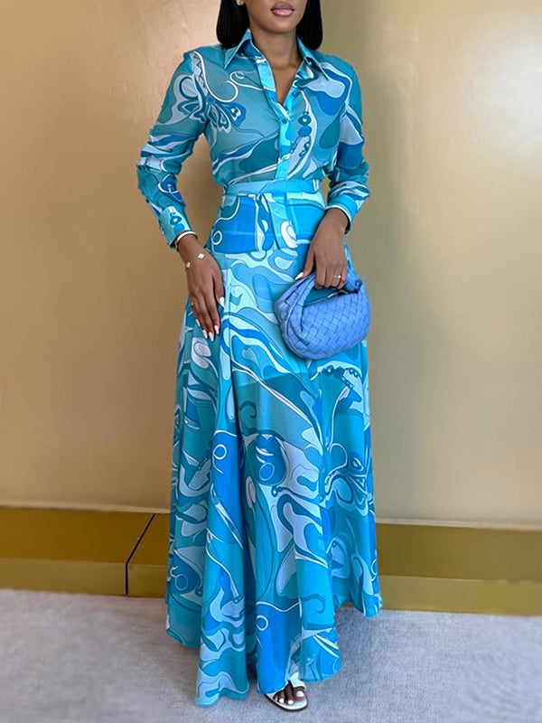Printed Shirt & Skirt Set