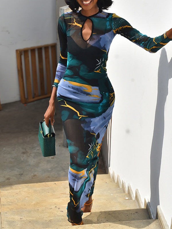 Printed Cutout Bodycon Dress