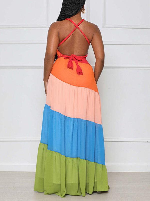 Colorblock Tied Maxi Dress