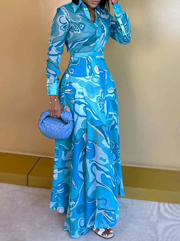 Printed Shirt & Skirt Set