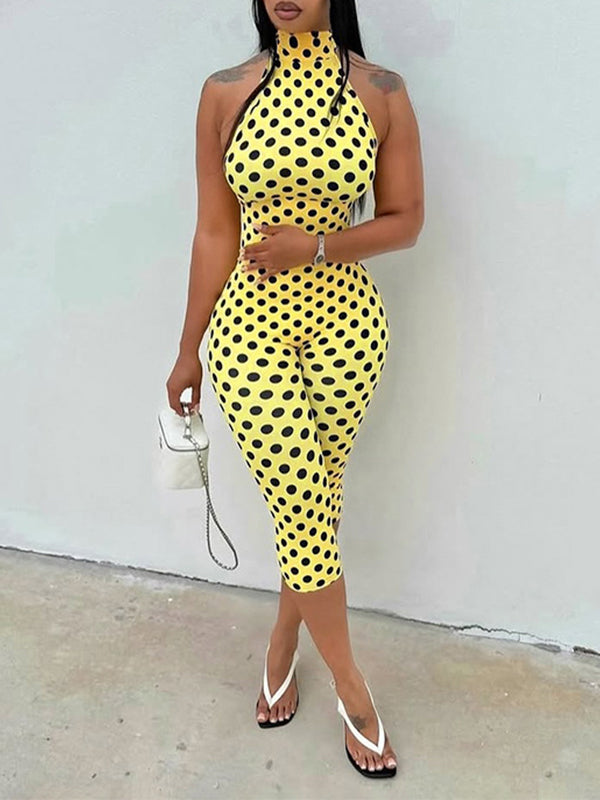 Dot Halter Capri Jumpsuit