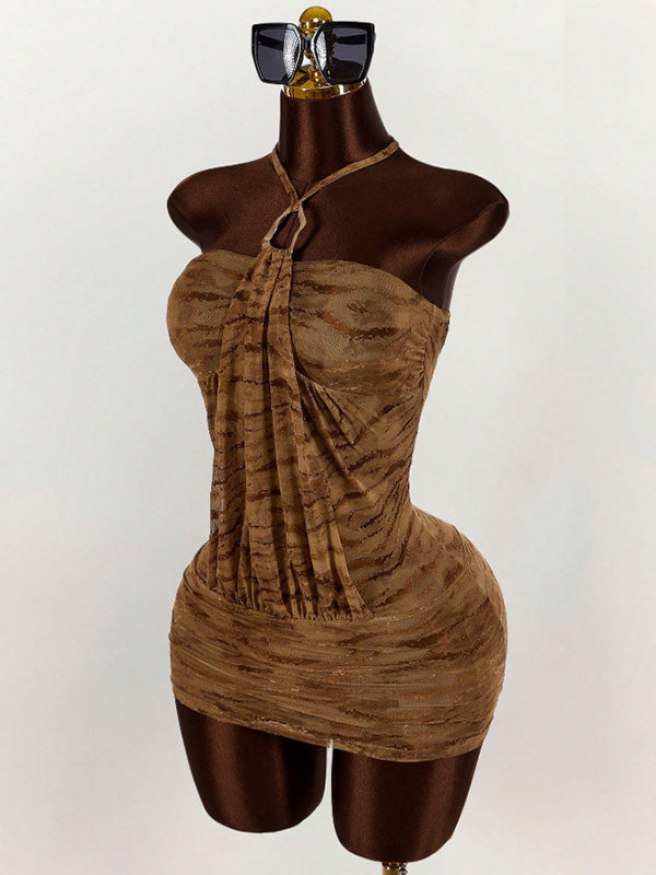 Printed Halter Bodycon Dress