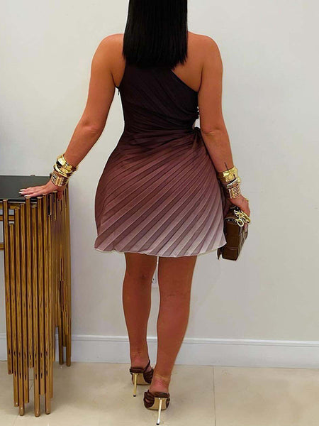 Pleated One-Shoulder Dress
