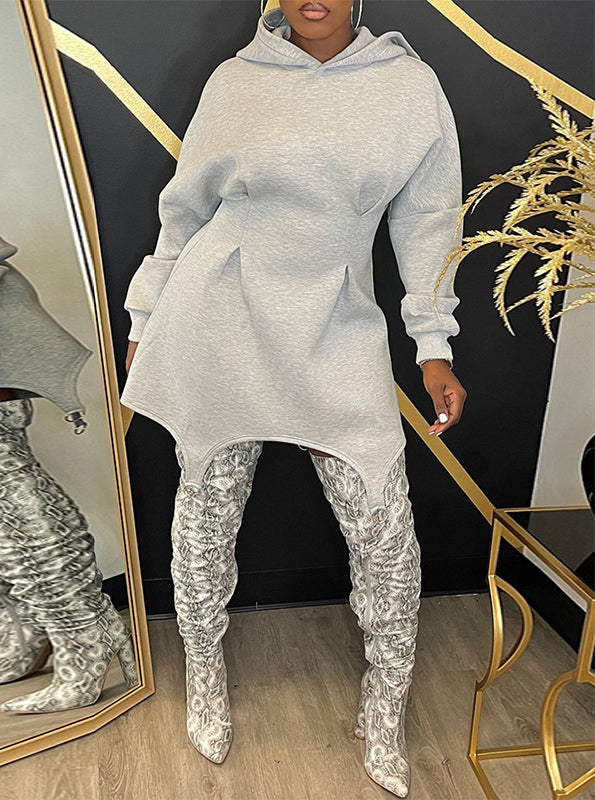 Morchique Solid Hoodie Dress