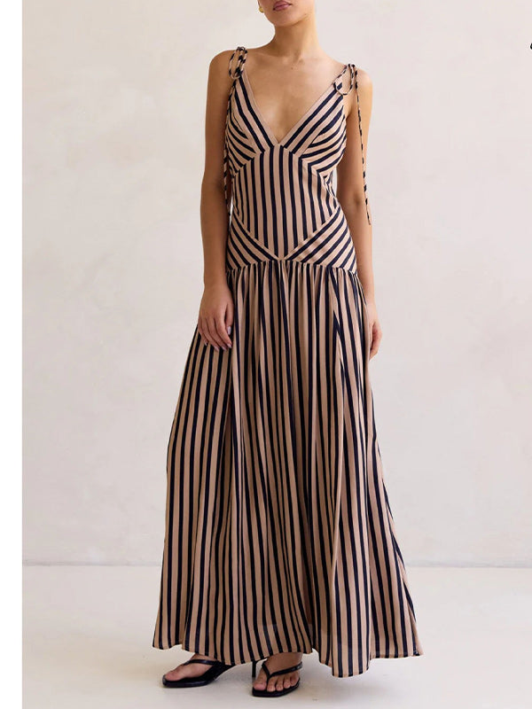 Stripe Tie-Shoulder Dress