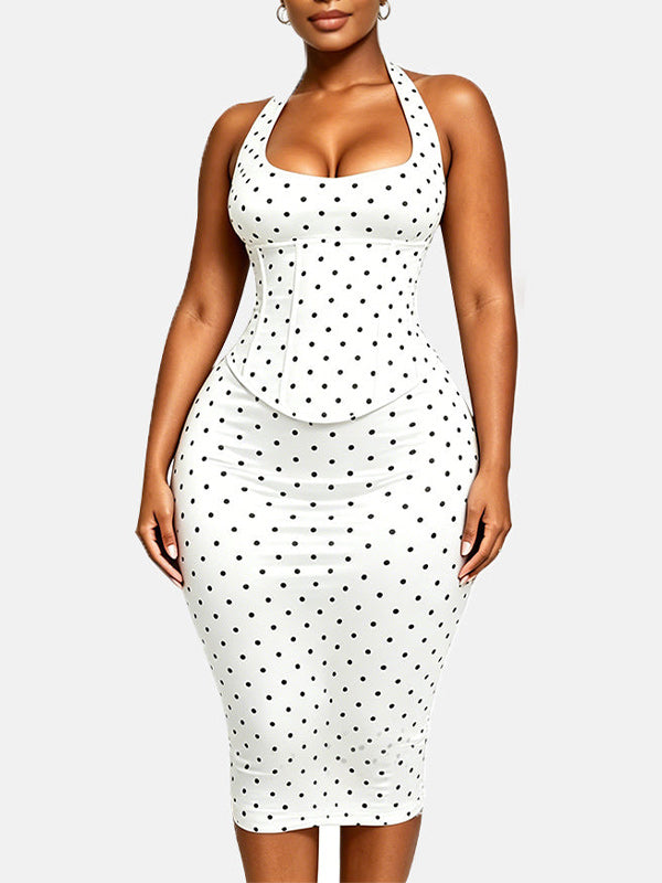 Dot Halter Dress with Corset