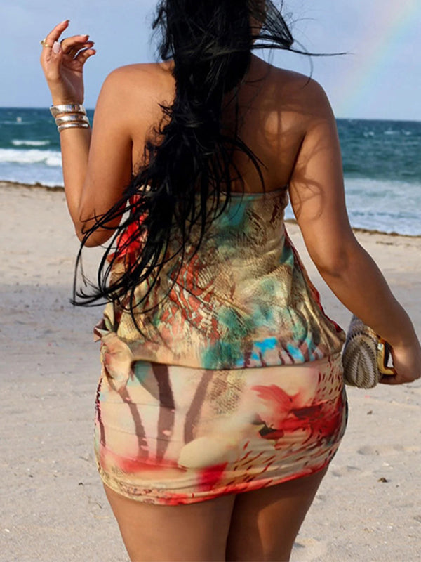 Printed Draped Tube Dress