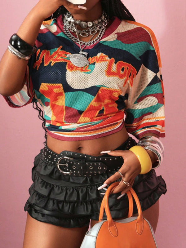 Printed V-Neck Tee