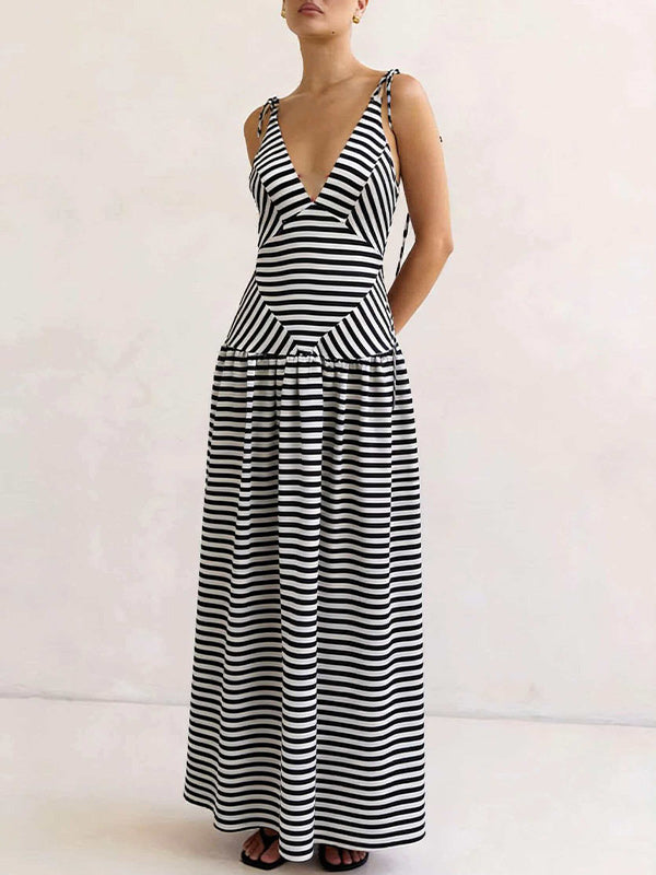 Stripe Tie-Shoulder Dress