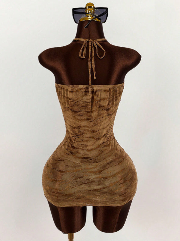 Printed Halter Bodycon Dress