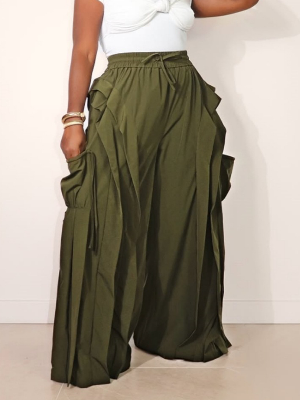 Ruffle Wide-Leg Pants