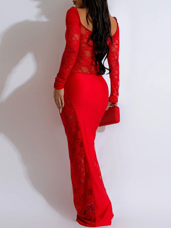 Lace Combo Maxi Dress