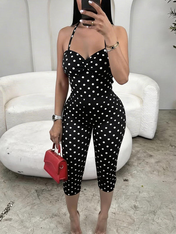 Dot Halter Capri Jumpsuit