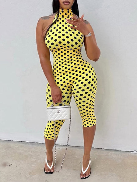 Dot Halter Capri Jumpsuit