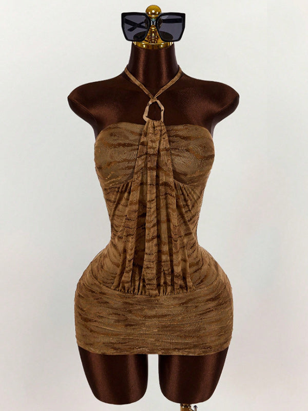 Printed Halter Bodycon Dress