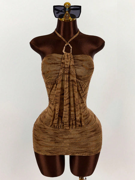 Printed Halter Bodycon Dress