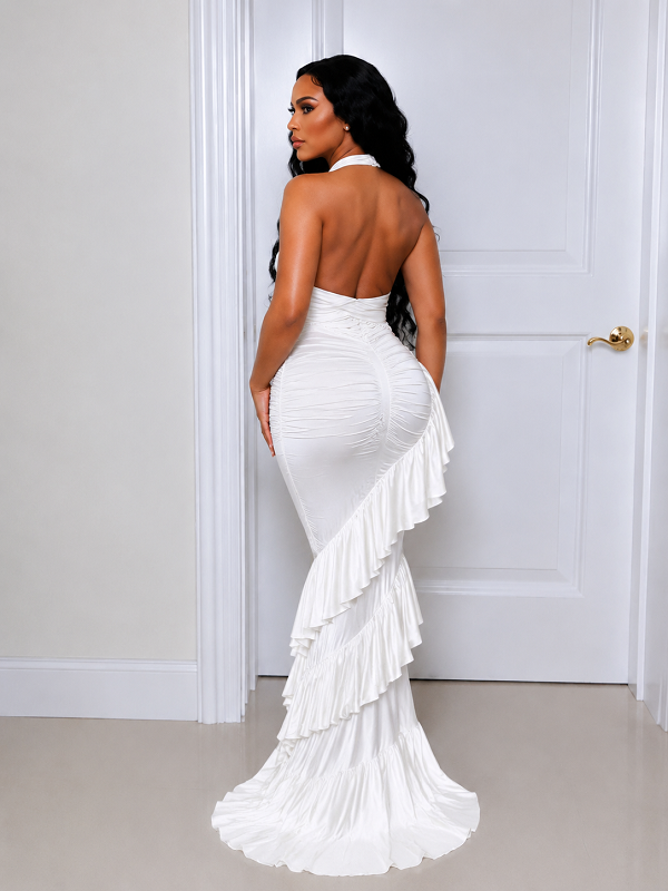 Ruched Halter Maxi Dress