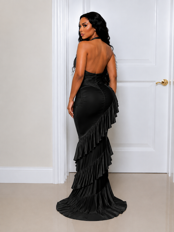 Ruched Halter Maxi Dress