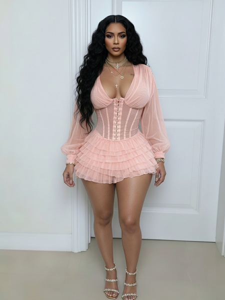 V-Neck Frilled Romper