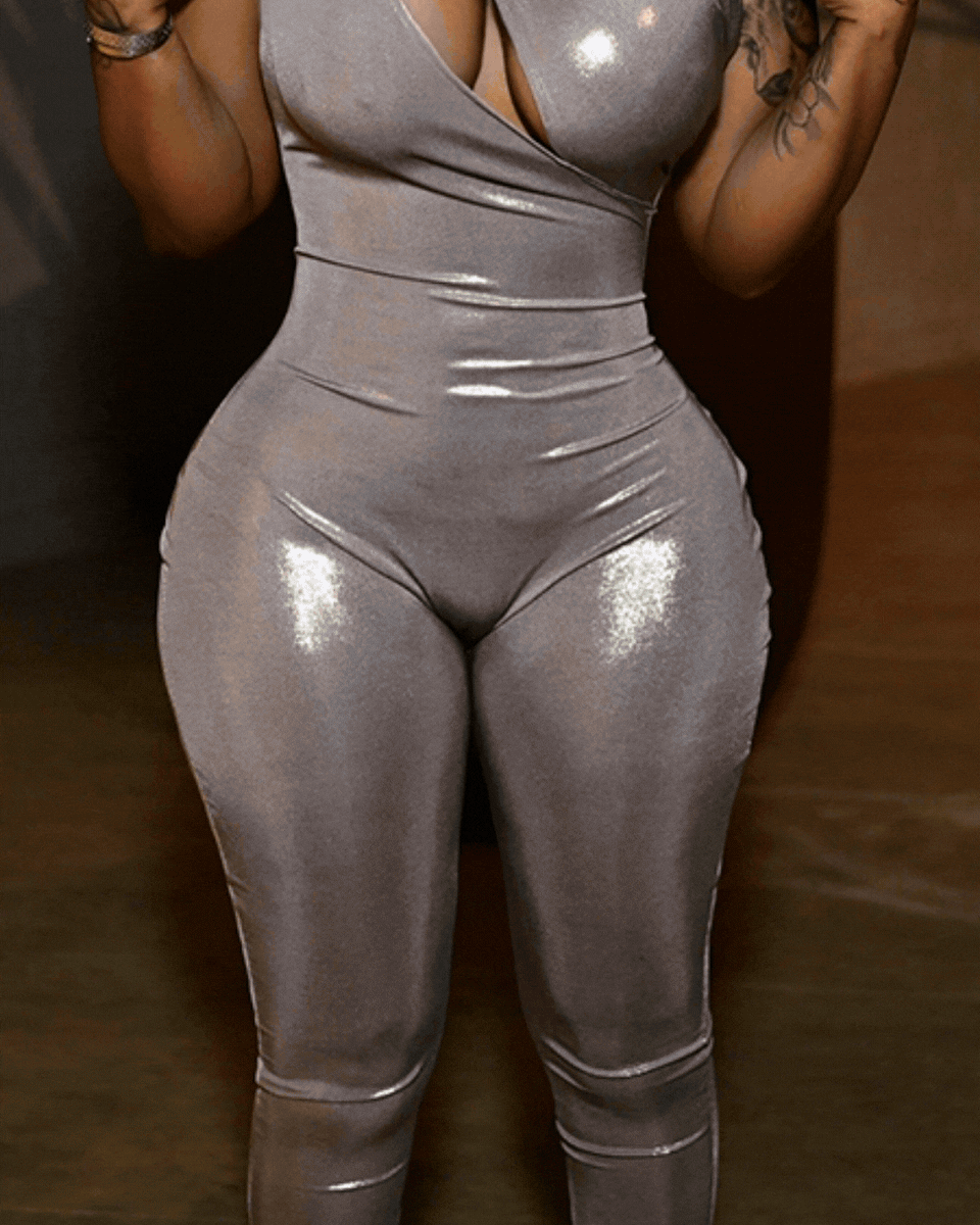 Shimmer One-Shoulder Cutout Jumpsuit