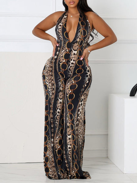 Printed Backless Jumpsuit