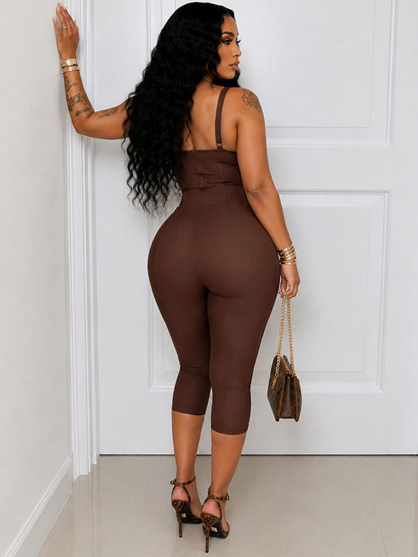 Sleeveless Corset Top & Capri Pants Set