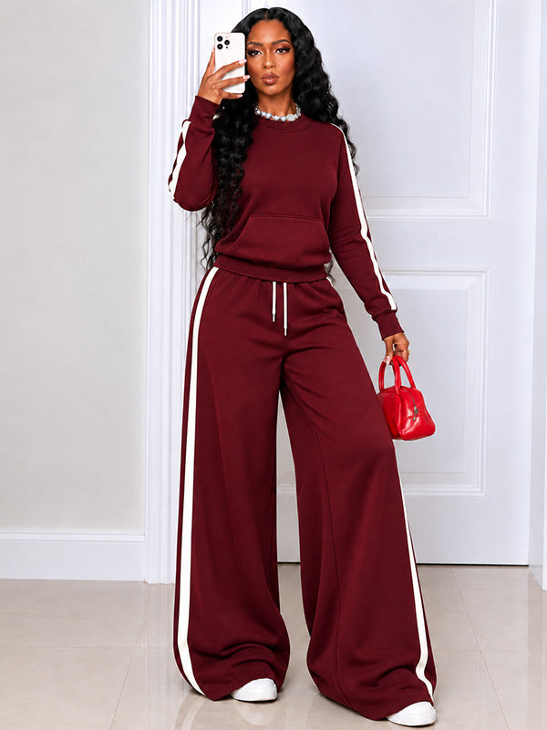 Side-Stripe Tee & Wide-Leg Pants Set