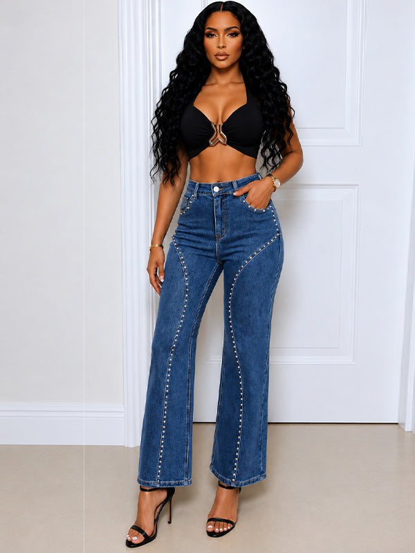 Studded Straight Jeans
