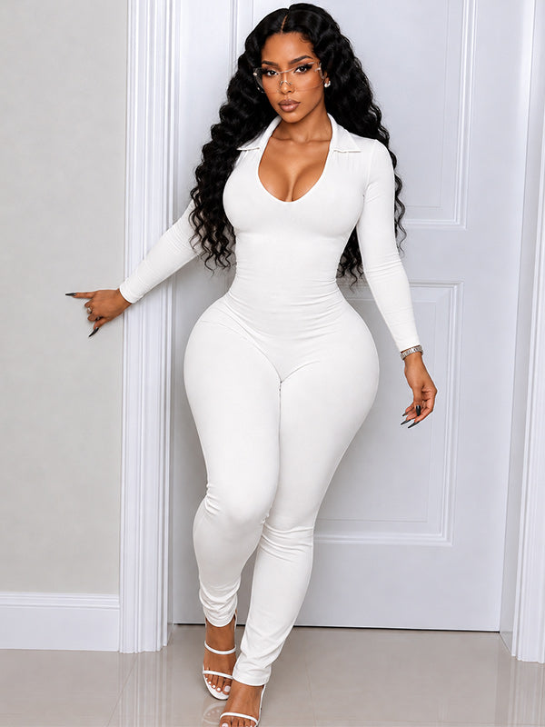 Lace-Up Skinny Jumpsuit