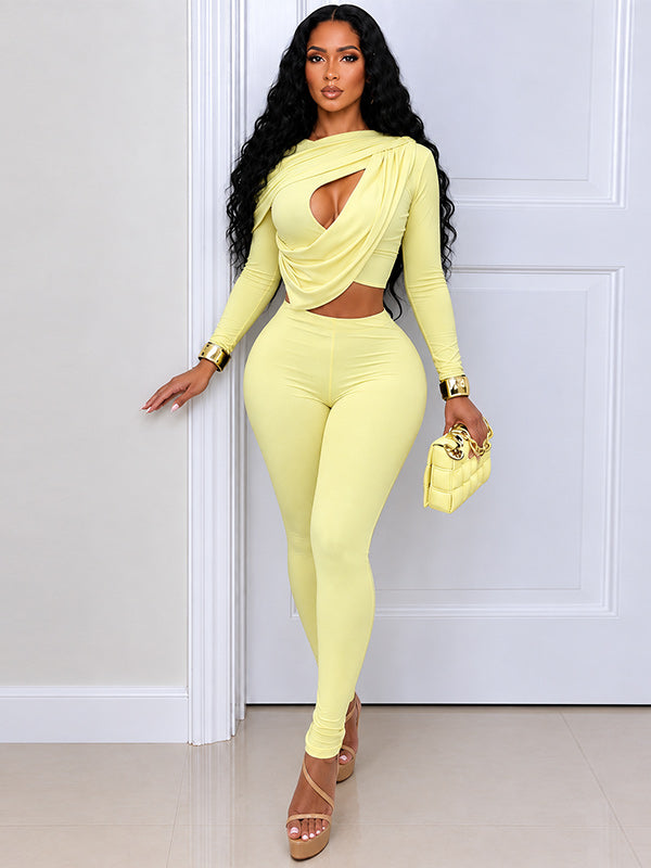Ruched Cutout Top & Pants Set