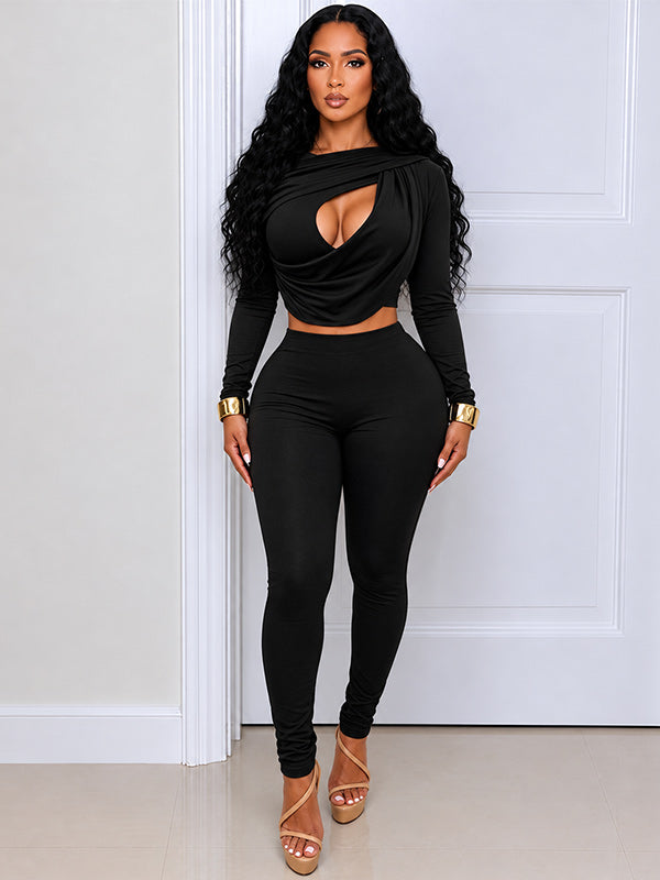 Ruched Cutout Top & Pants Set