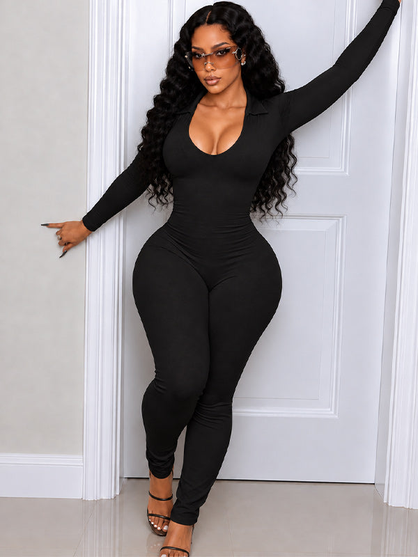 Lace-Up Skinny Jumpsuit