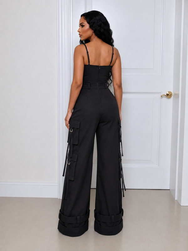 Solid Cami Cargo Jumpsuit