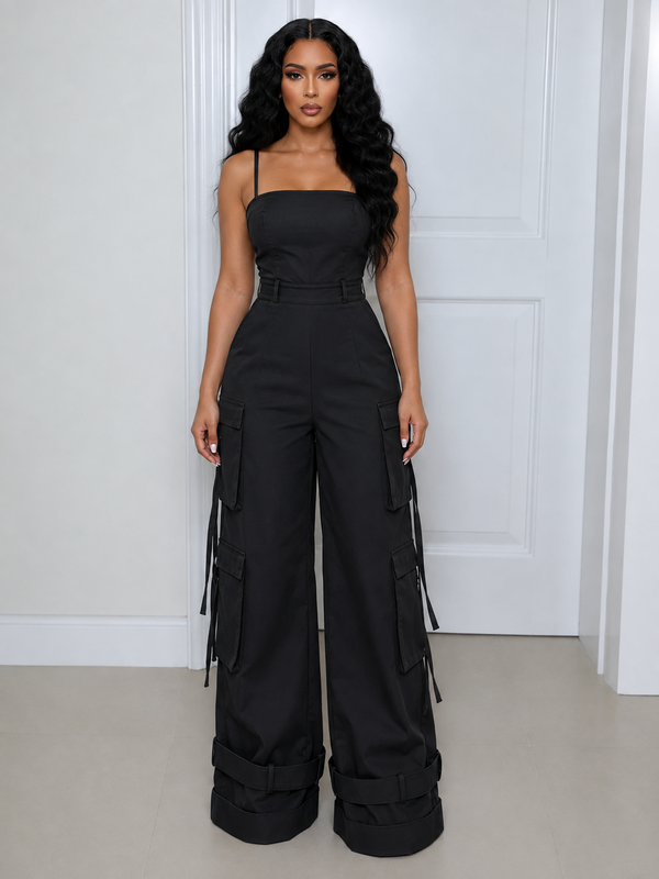 Solid Cami Cargo Jumpsuit