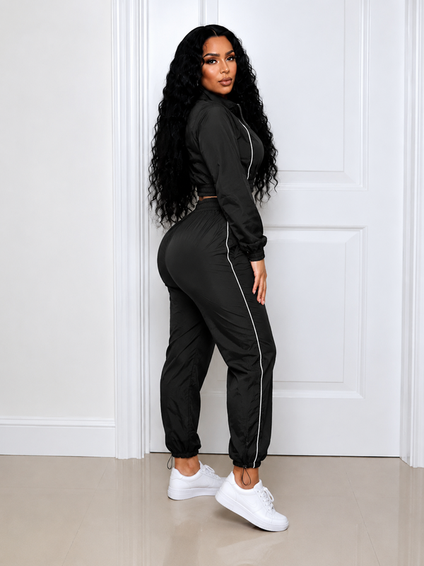 Stripe Zip-Front Jacket & Pants Set