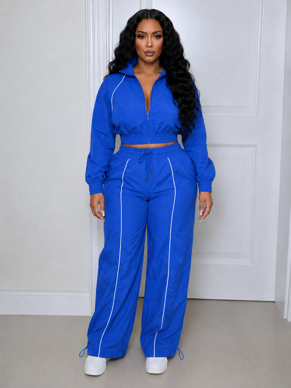 Stripe Zip-Front Jacket & Pants Set