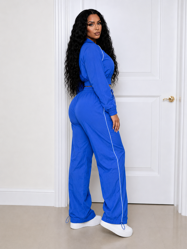 Stripe Zip-Front Jacket & Pants Set