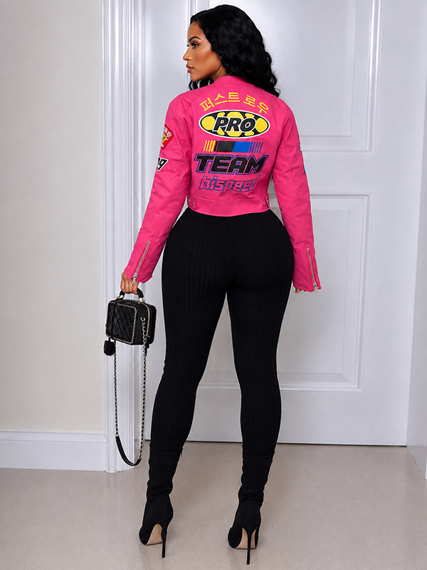 Printed Faux-Leather Jacket