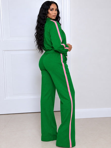 Side-Stripe Zip-Front Jacket & Pants Set