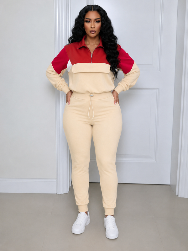 Colorblock Zip Top & Pants Set