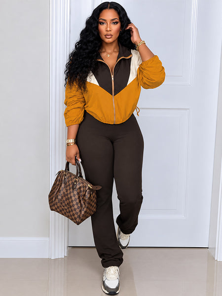 Colorblock Zip Top & Pants Set