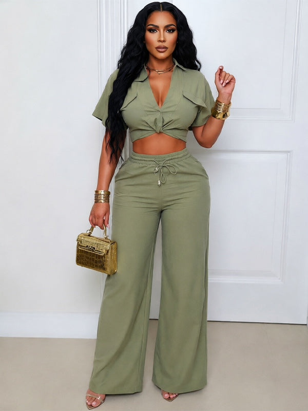 Solid Cargo Shirt & Pants Set