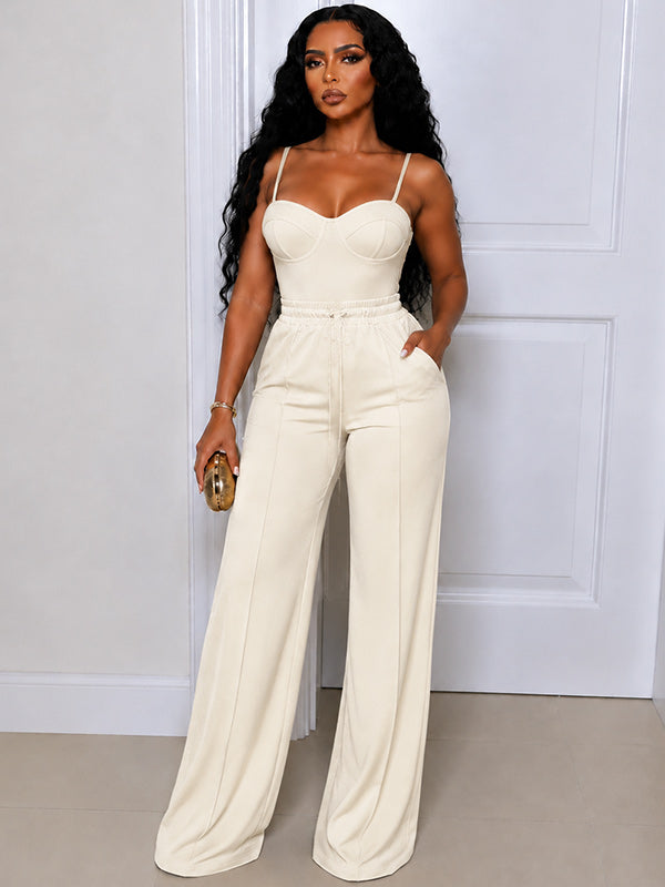 Solid Cami Top & Wide-Leg Pants Set