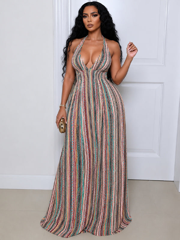 Stripe Sleeveless Tied Dress