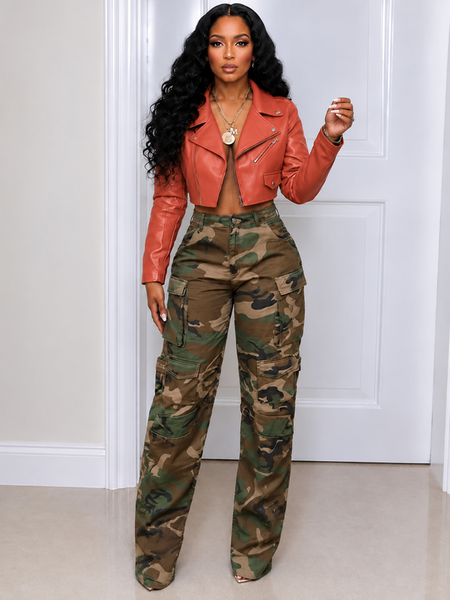 Faux-Leather Zip-Front Jacket
