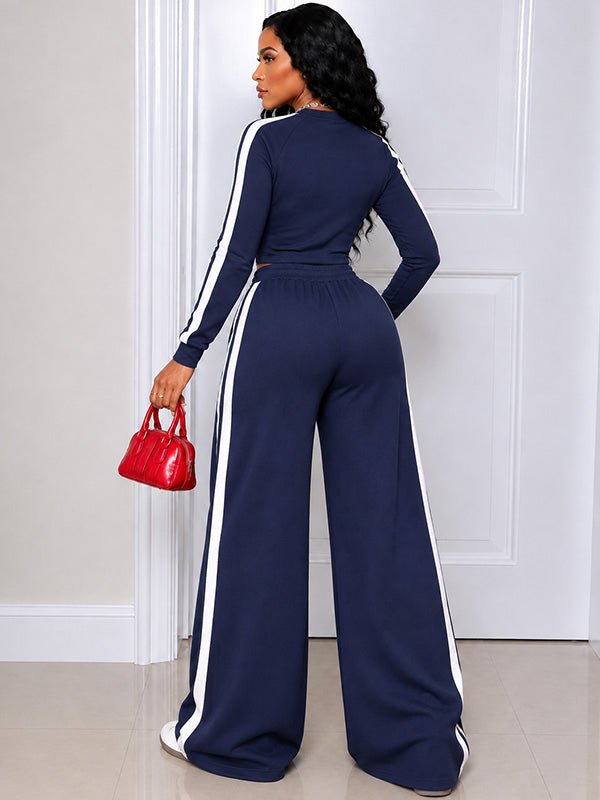 Side-Stripe Tee & Wide-Leg Pants Set