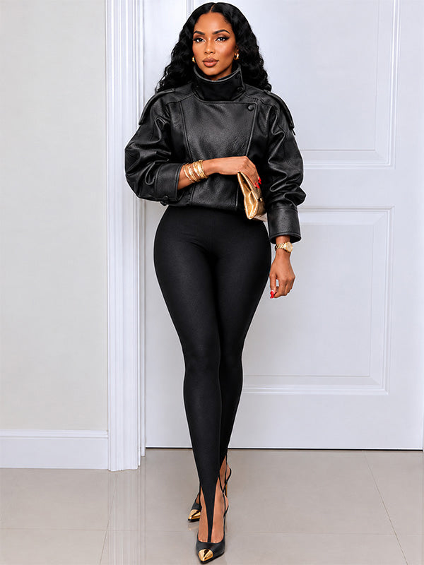 Faux-Leather Moto Jacket