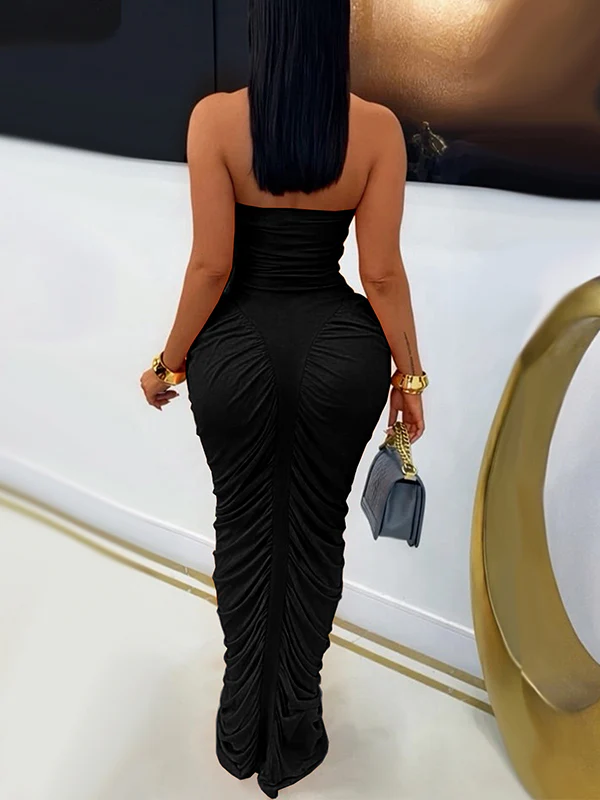 Strapless Ruched Maxi Dress